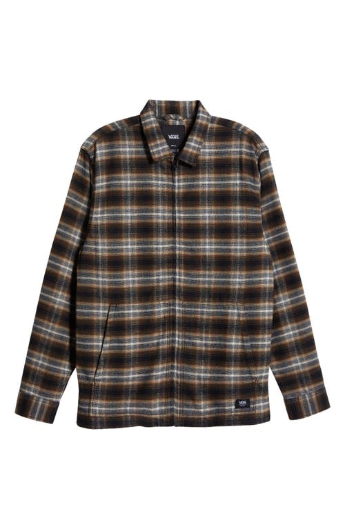 Shop Vans Montwood Plaid Flannel Zip-up Shirt In Black/sepia