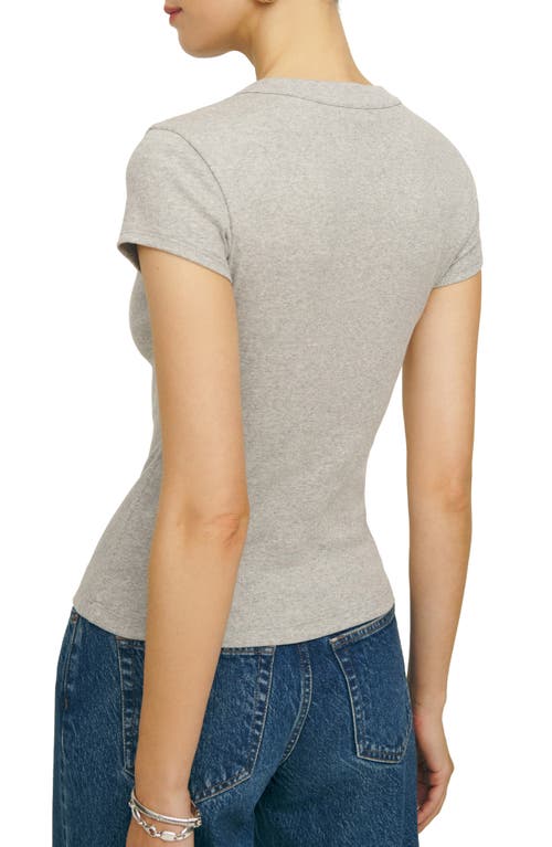 Shop Reformation Raelynn Button Front Organic Cotton Knit Top In Heather Grey