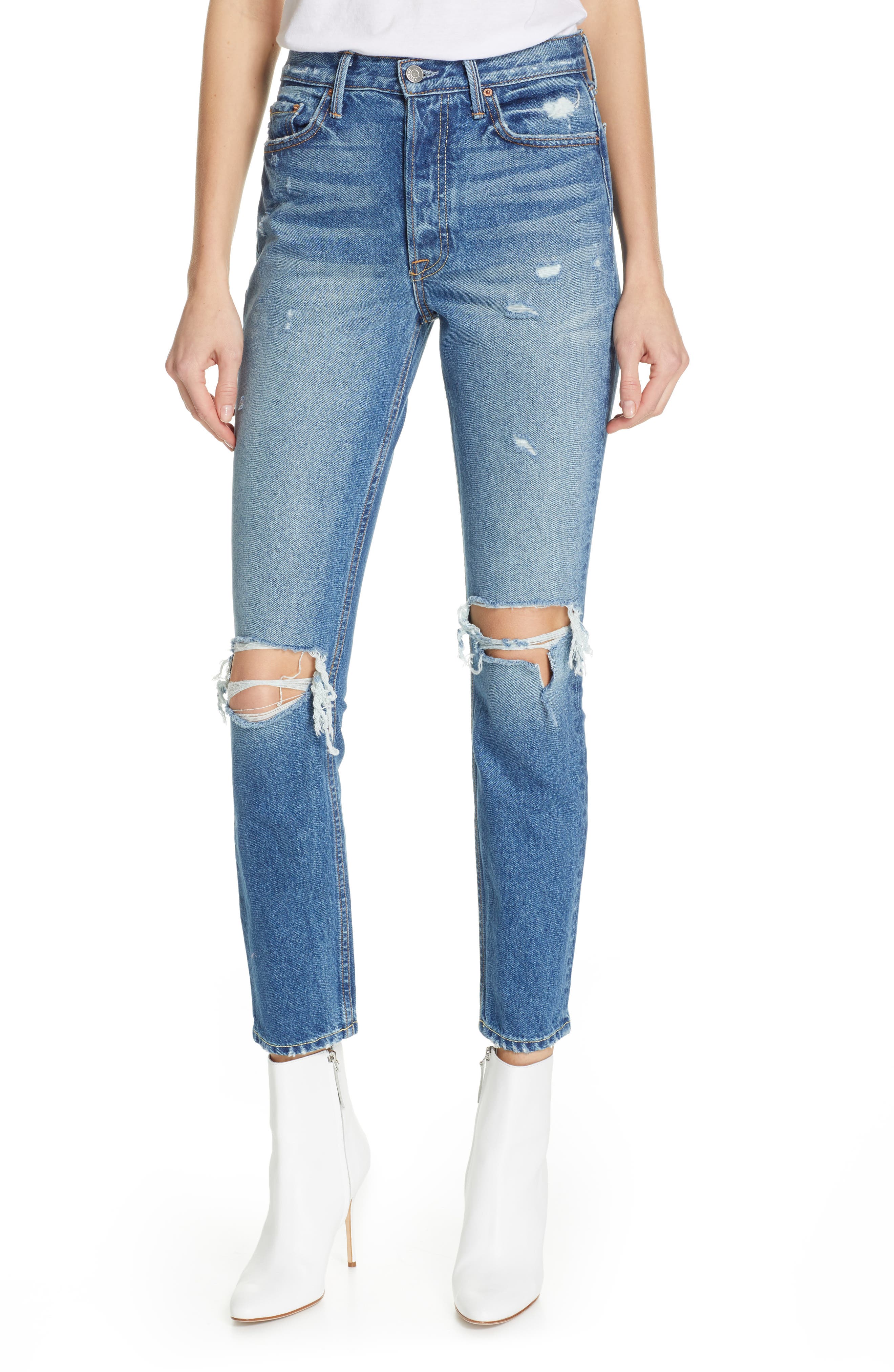 grlfrnd karolina distressed skinny jeans