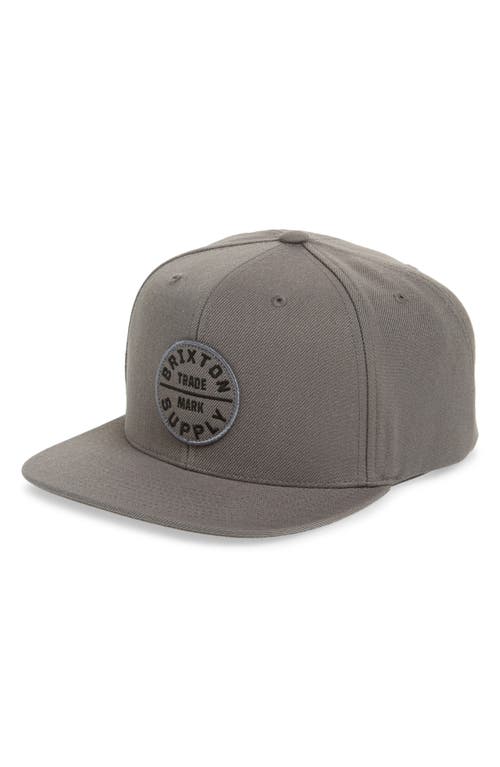 Brixton Oath III Snapback Twill Baseball Cap in Charcoal/Charcoal at Nordstrom