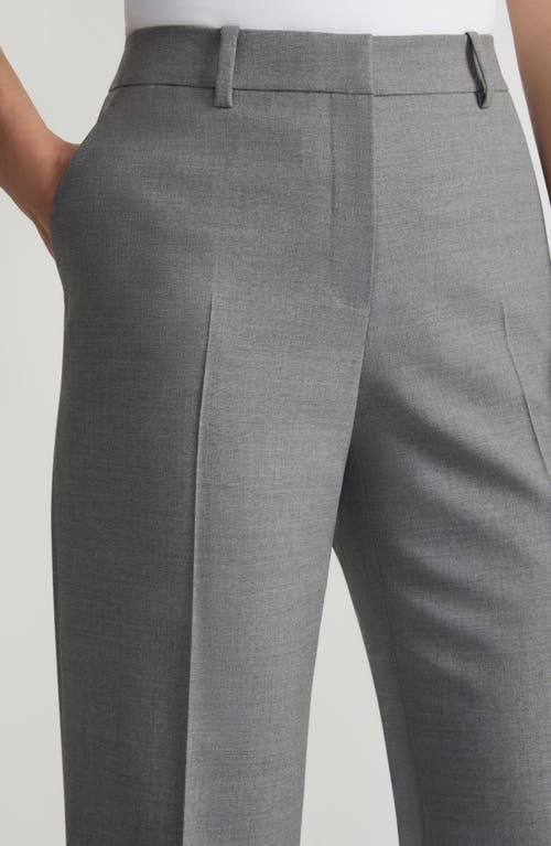 Lafayette 148 New York Gates Stretch Wool Straight Leg Pants In Nickel Melange