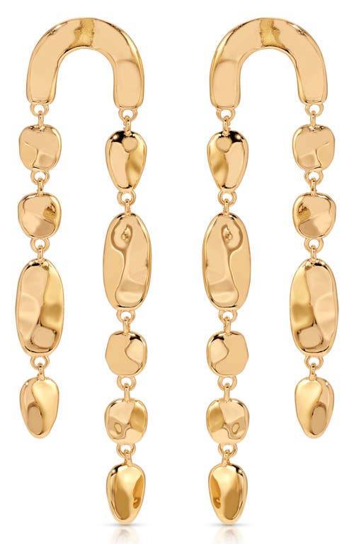 Cascading Hammered Link Drop Earrings in Gold