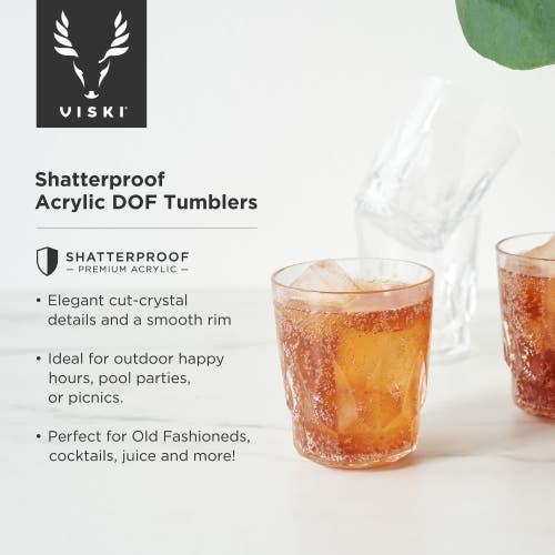 Viski Shatterproof Acrylic Dof Tumblers Set Of 4 In Clear