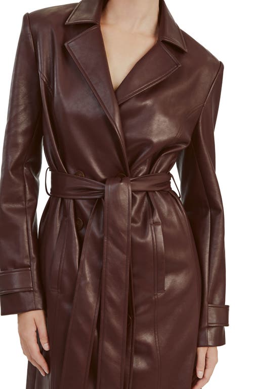 Shop Bardot Faux Leather Trench Coat In Deep Plum