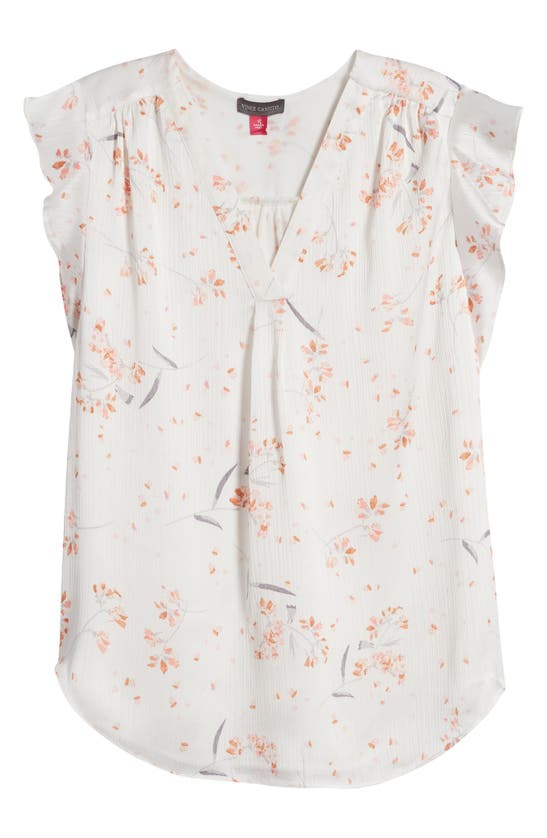 Vince Camuto Printed Flutter Sleeve Top In New Ivory