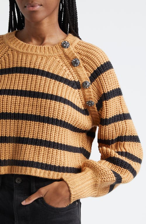 Shop Cinq À Sept Stripe Shaker Stitch Crop Sweater In Camel/black