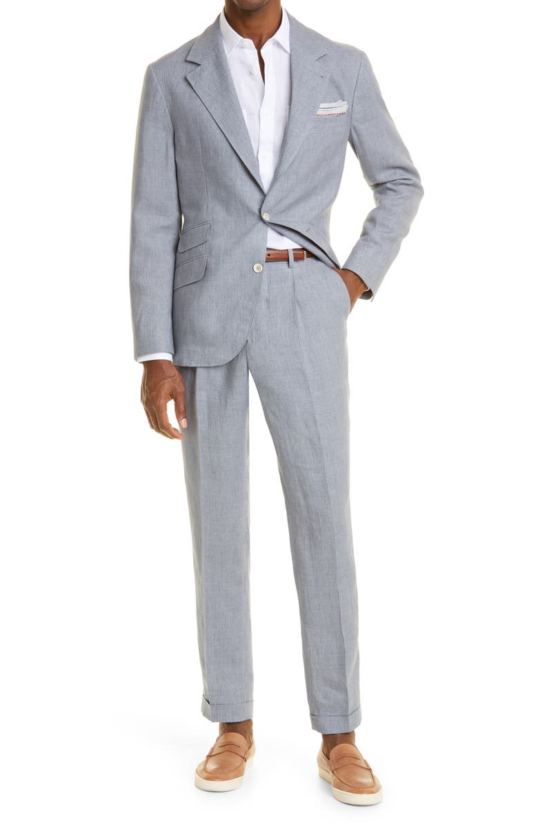 Brunello Cucinelli Bruno Cucinelli Men's Pinstripe Linen Suit | Nordstrom