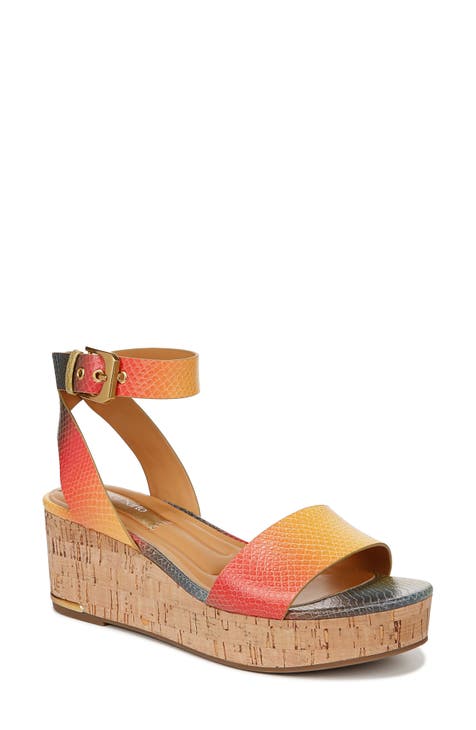 Women's Orange Wedge Sandals