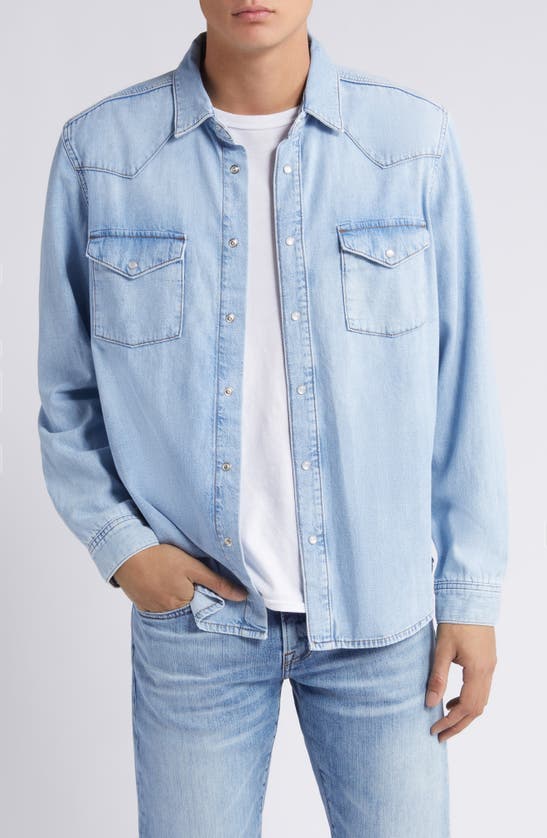 Shop Frame Western Denim Snap-up Shirt In Salvador