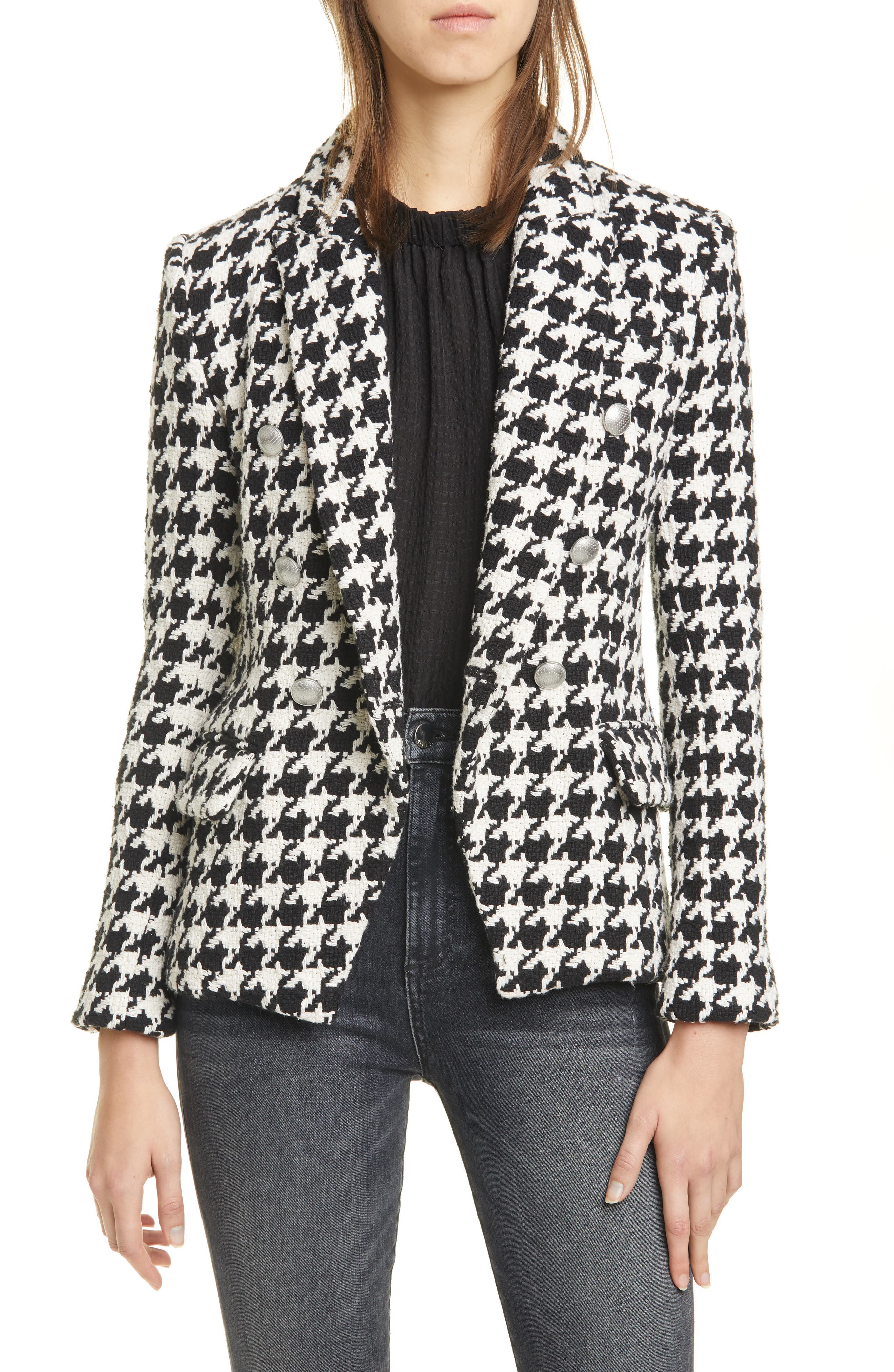 L'AGENCE Kenzie Houndstooth Blazer | Nordstrom