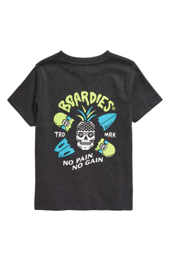 Boardies Kids' No Pain No Gain Organic Cotton Blend Graphic T-shirt In Stonewash Grey