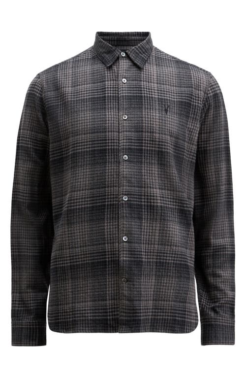 Shop Allsaints Sonik Plaid Flannel Button-up Shirt In Grey