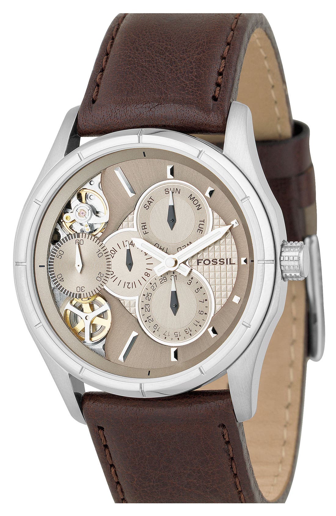 Fossil 'Twist' Leather Strap Watch, 44mm Nordstrom