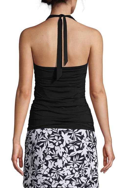 Lands' End Chlorine Resistant Square Neck Halter Tankini Swimsuit Top In Black