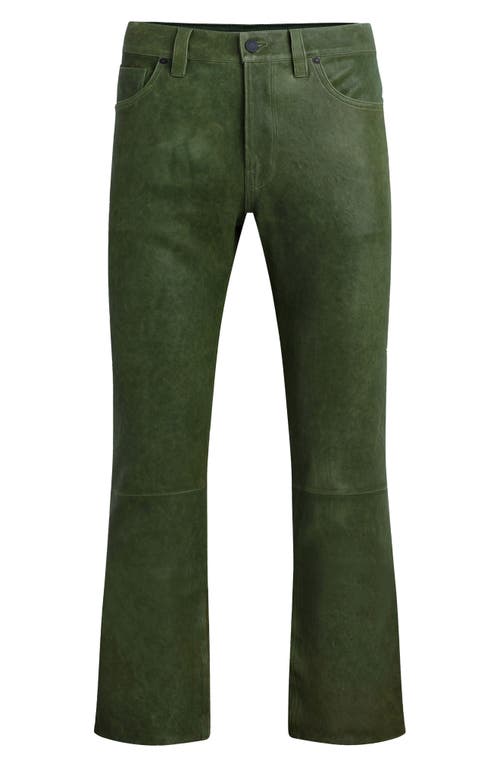 Shop Hudson Jeans Walker Kick Flare Leather Jeans In Distress Pine