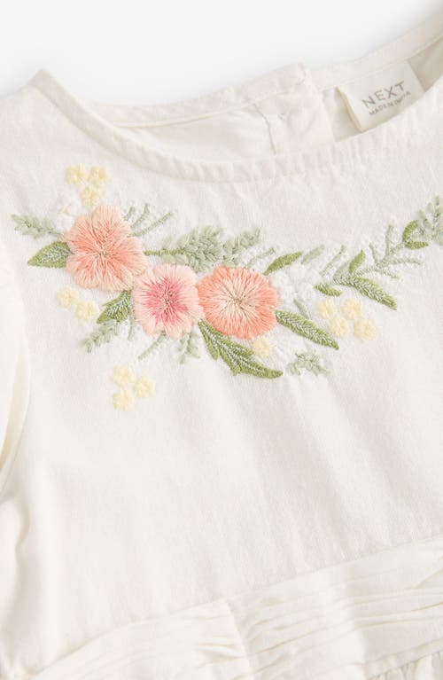 Shop Next Kids' Puff Sleeve Embroidered Cotton & Linen Dress In White