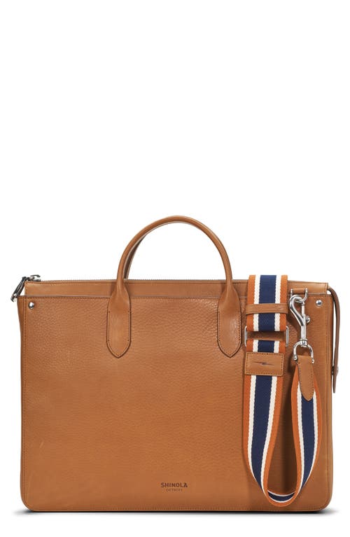The Slim Traveler Leather Briefcase in Tan