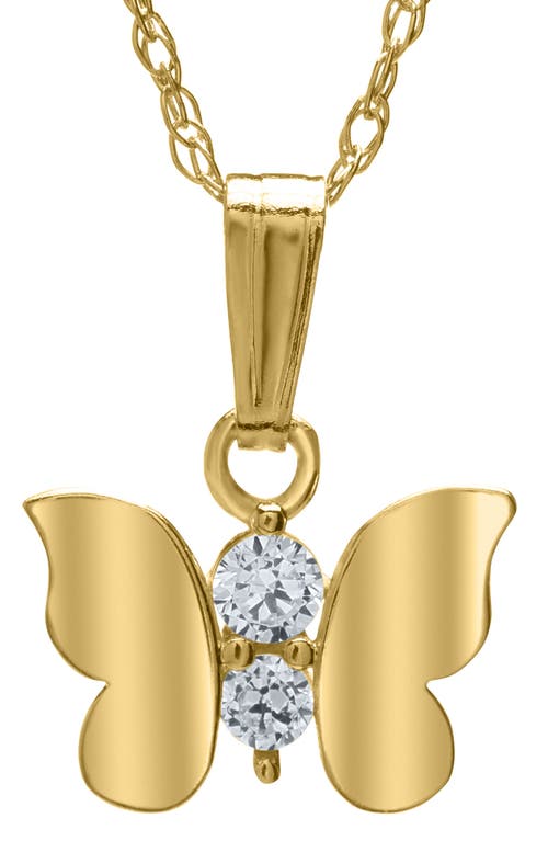 Mignonette 14K Gold & Cubic Zirconia Butterfly Pendant Necklace at Nordstrom