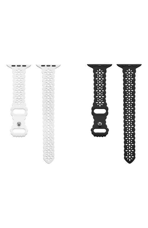 Shop The Posh Tech Silicone Sport Apple Watch Band In White/black