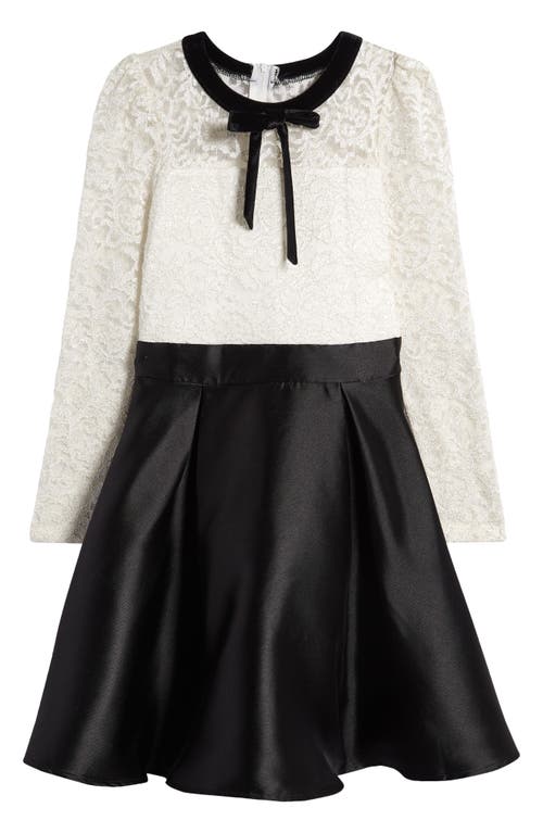 LOVE, NICKIE LEW Kids' Long Sleeve Mixed Media Party Dress in Ivory Black at Nordstrom, Size 12