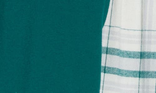Abound Boxy T-shirt & Plaid Flannel Pants Pajamas In Green- Ivory Eryn Plaid