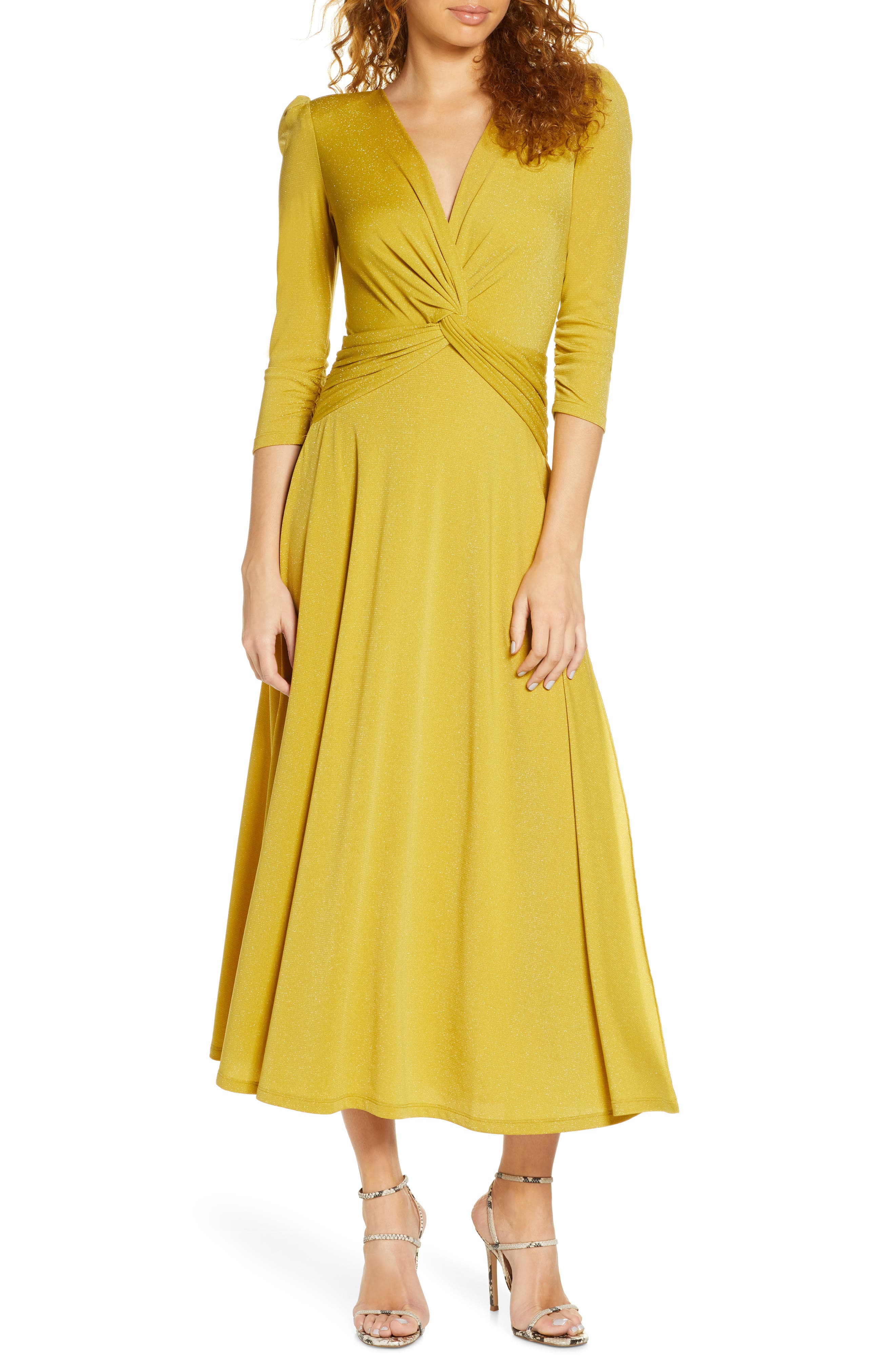 fit and flare midi dress with sleeves