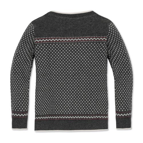 Hope & Henry Baby Boys' Organic Intarsia Crew Neck Sweater, Infant In Charcoal Heather Birdseye