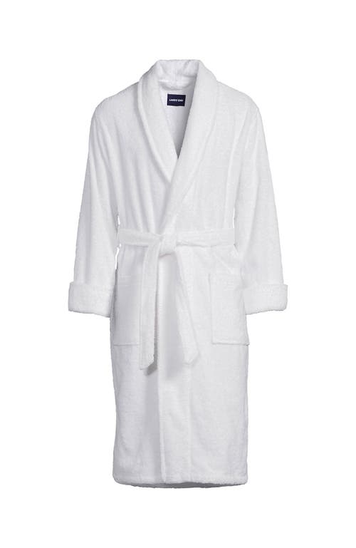 Shop Lands' End Calf Length Turkish Terry Robe In White