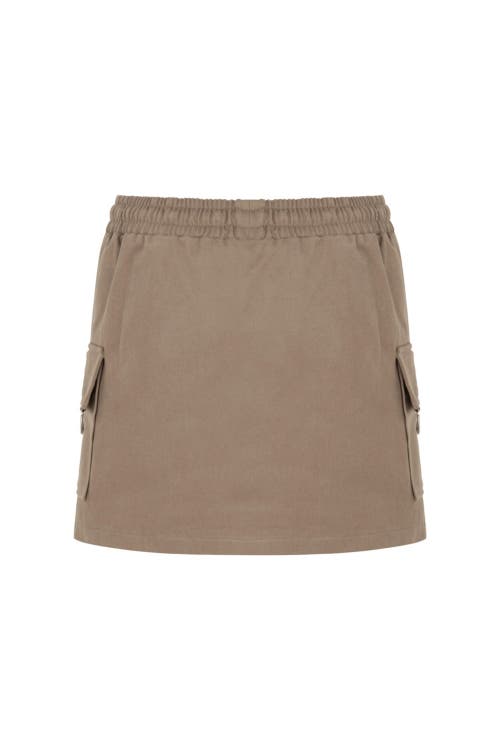 Shop Nocturne Mini Skirt With Pockets In Dark Beige