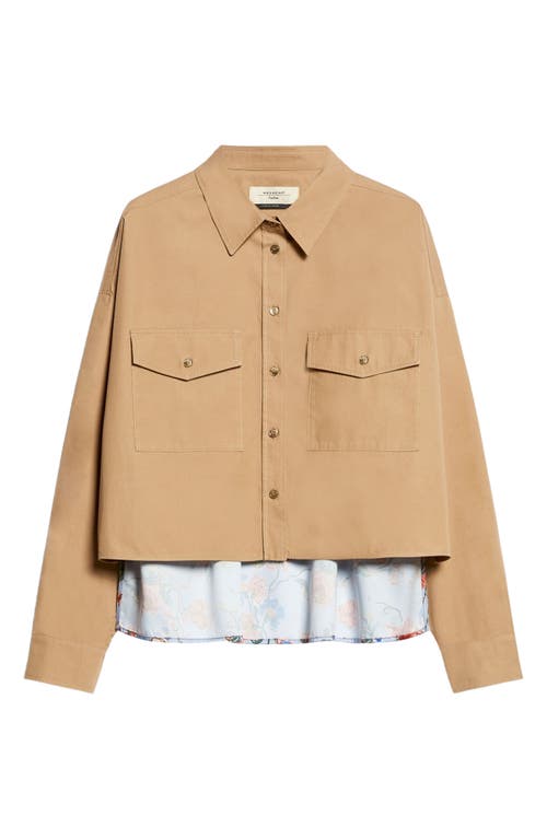 Shop Weekend Max Mara Decano Mixed Media Button-up Shirt In Beige