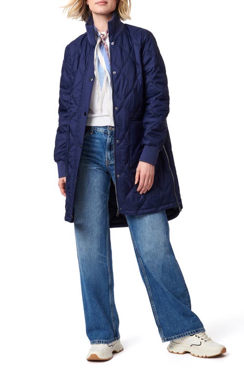 Shop Bernardo Rib Trim Quilted Liner Jacket In Navy