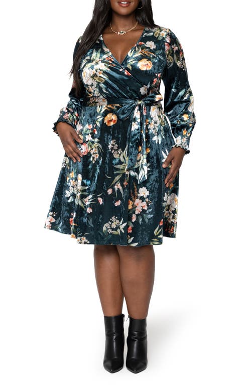 Floral Print Long Sleeve Faux Wrap Dress in Lilith Floral