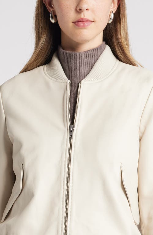 Shop Nordstrom Leather Bomber Jacket In Beige Pumice