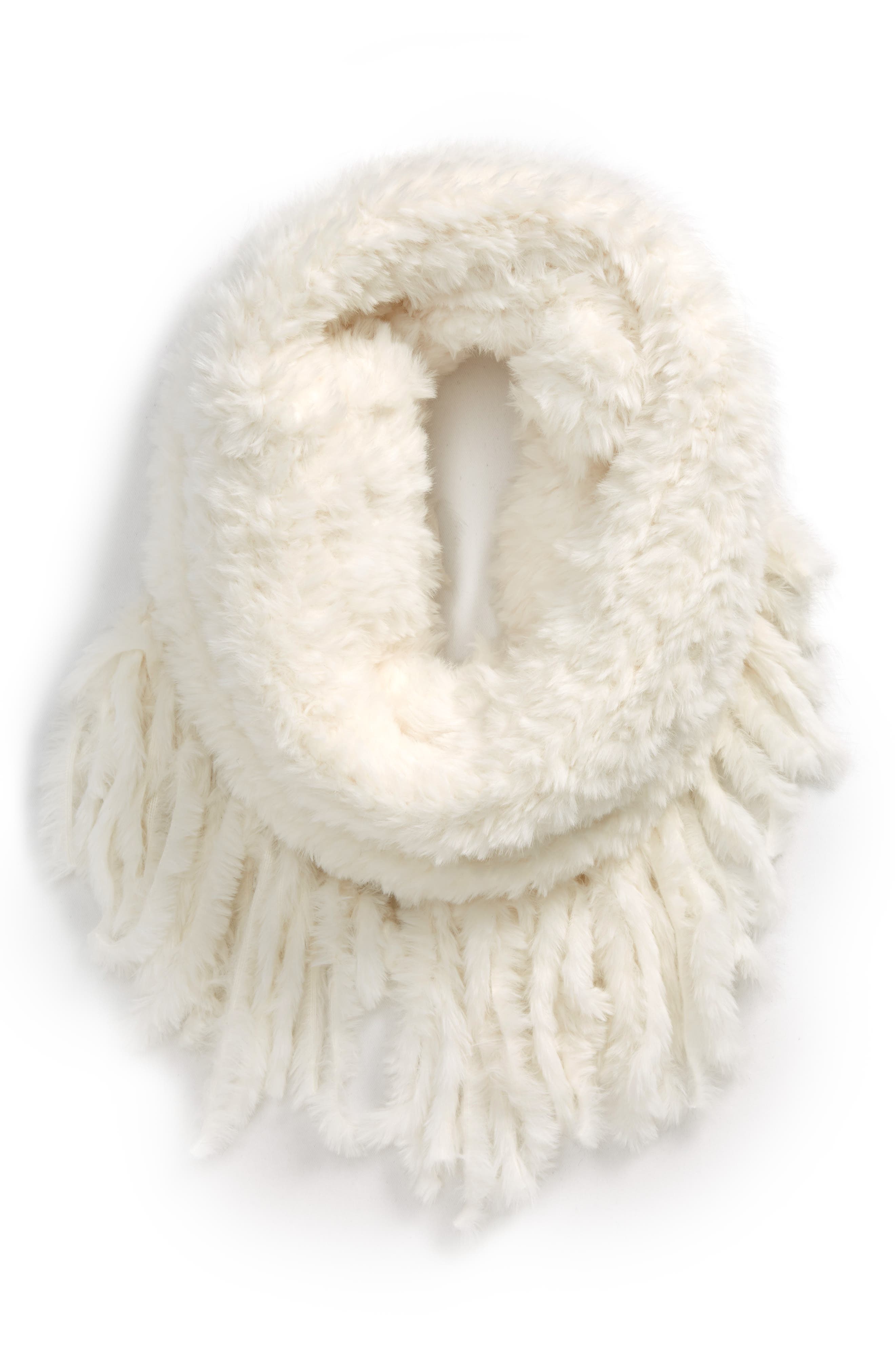 Free People Cascade Fringe Cowl Neck Scarf in Ivory