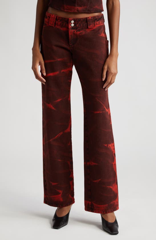 Shop Miaou Toni Baggy Straight Leg Jeans In Red