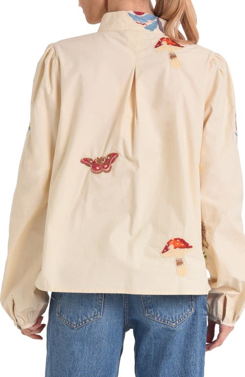 Shop Ciebon Emmy Nature Embroidered Cotton Popover Top In Cream