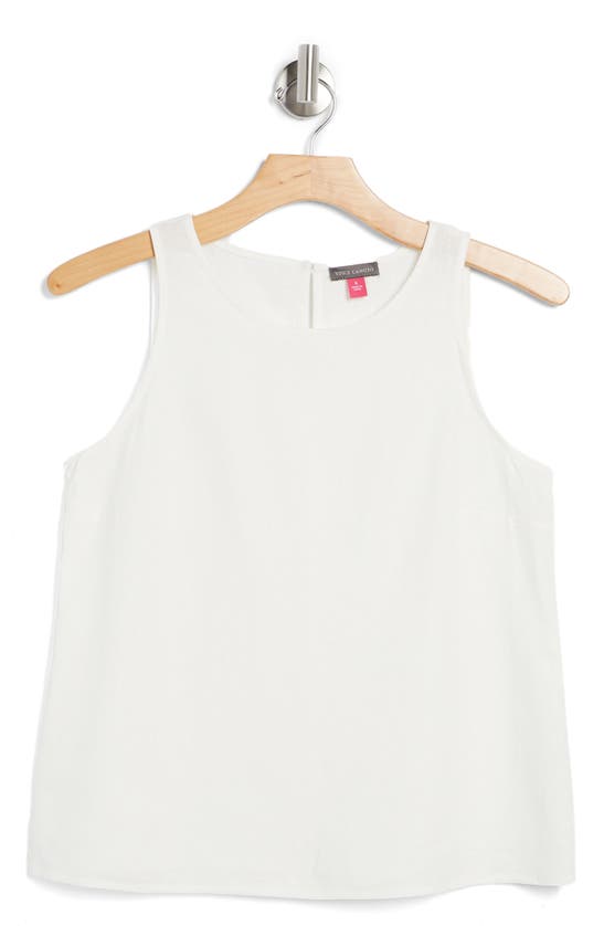 Shop Vince Camuto Linen Blend Keyhole Tank In New Ivory
