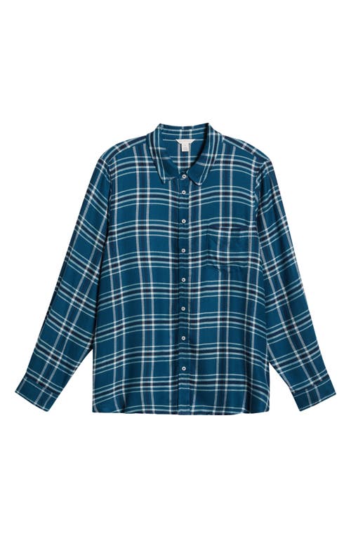 Shop Caslonr Caslon(r) Flannel Button-up Shirt In Teal- Navy Maude Check