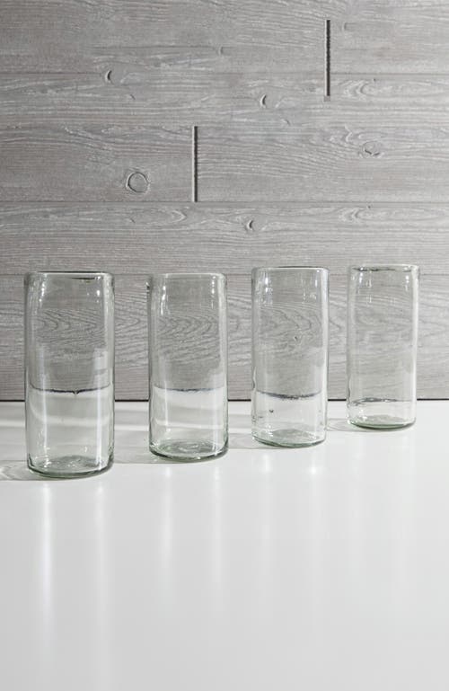 Verve Culture Set Of 4 Highball Clear Handblown Glasses In Clear