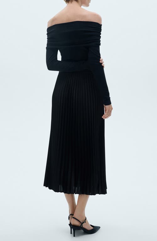 Shop Mango Pleated Maxi Skirt In Black