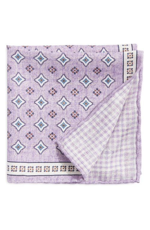Neat & Check Prints Reversible Silk Pocket Square in Lilac