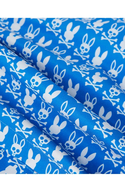 Psycho Bunny Tilden Print Swim Trunks In Nautical Blue