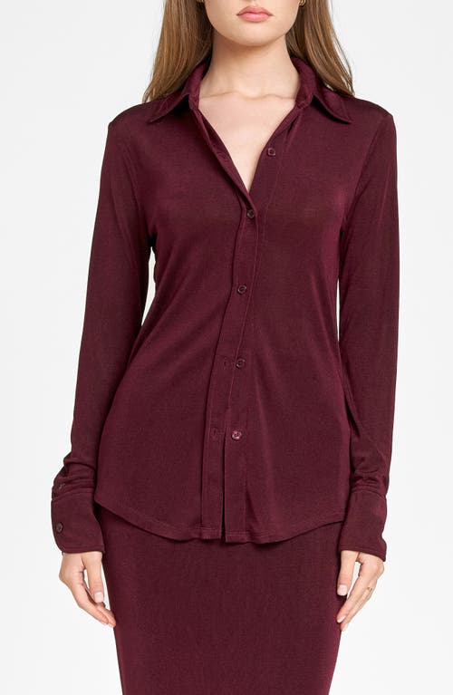 Wayf Knit Button-up Shirt In Aubergine