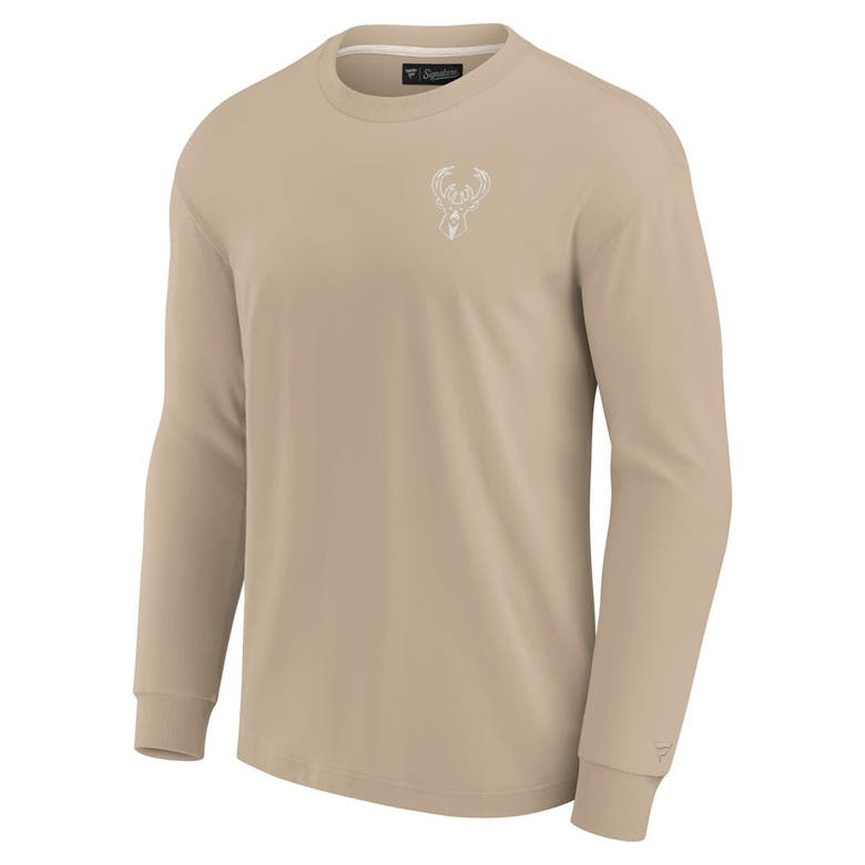 Shop Fanatics Signature Unisex  Khaki Milwaukee Bucks Elements Super Soft Long Sleeve T-shirt