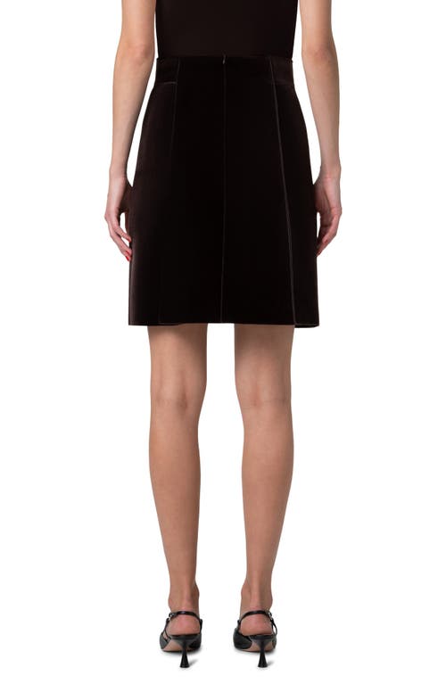 Akris Velvet Spacer Knit Skirt In Mocca