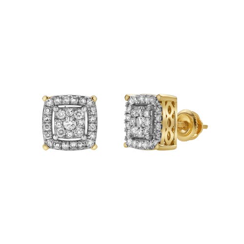 Luvmyjewelry Caeleste 10k Yellow Gold Cluster Diamond Unisex Earrings In 10k Yellow Gold