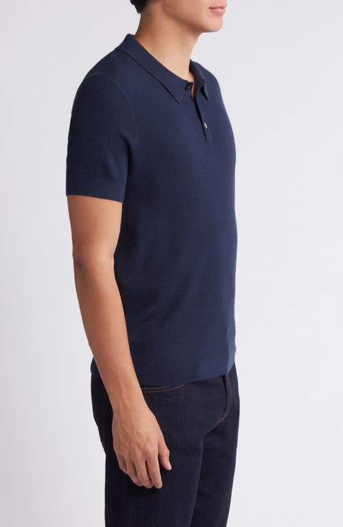 Shop Nordstrom Short Sleeve Coolmax® & Wool Polo Sweater In Navy Blazer