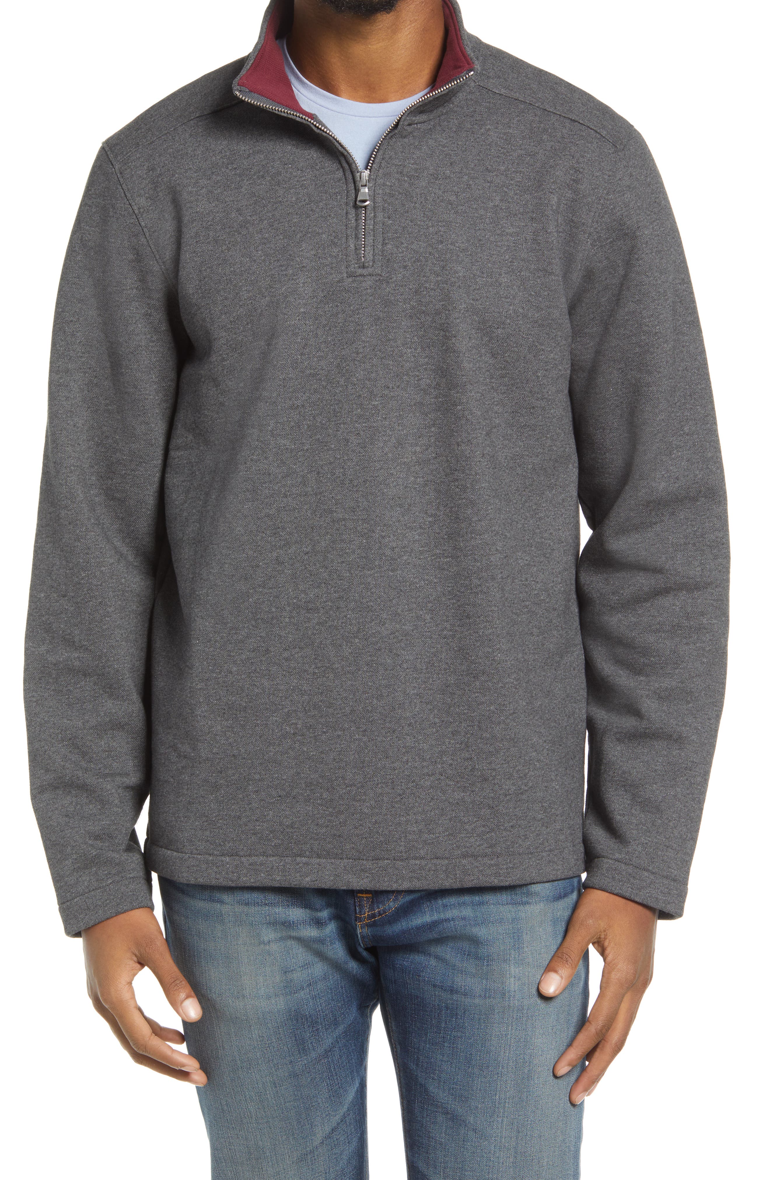 mens grey quarter zip sweater