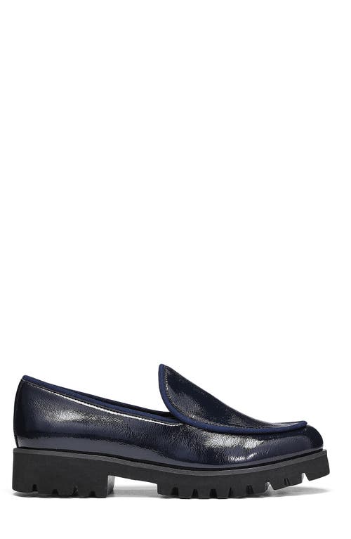 Donald Pliner Patent Platform Loafer In Navy/nvy