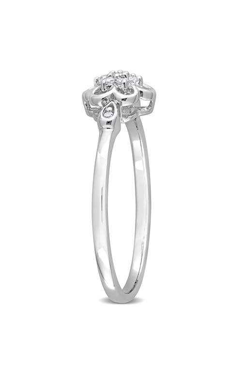 Delmar Wavy Diamond Ring In Silver